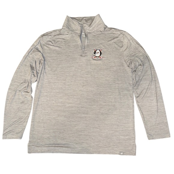 Fanatics Other - Fanatics Anaheim Ducks Mens Pullover Heather Gray 1/4 Zip Hockey Sweatshirt L